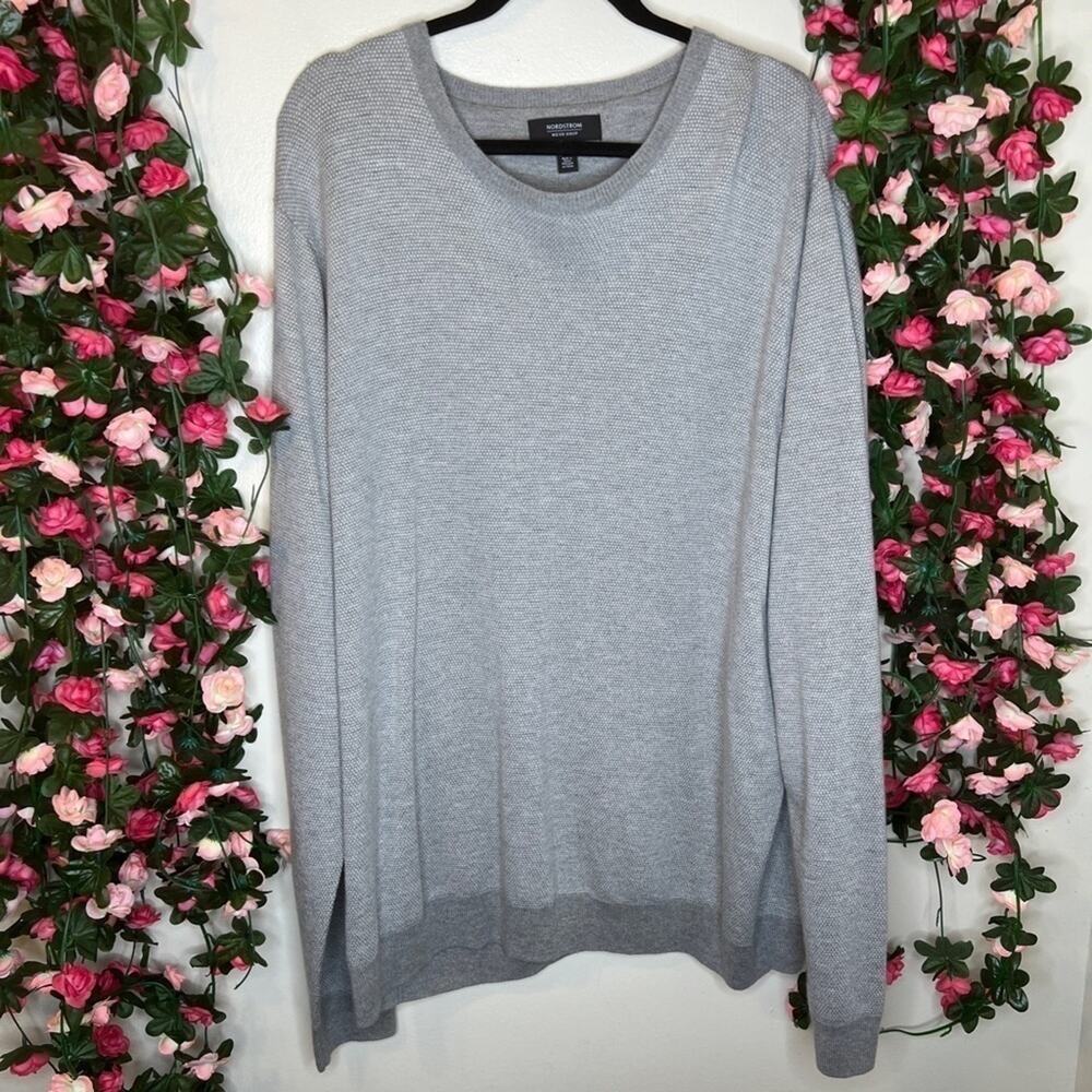 Nordstrom Men’s Wool Blend Scoop Neck Sweater Gray 3XL Lightweight Office Work